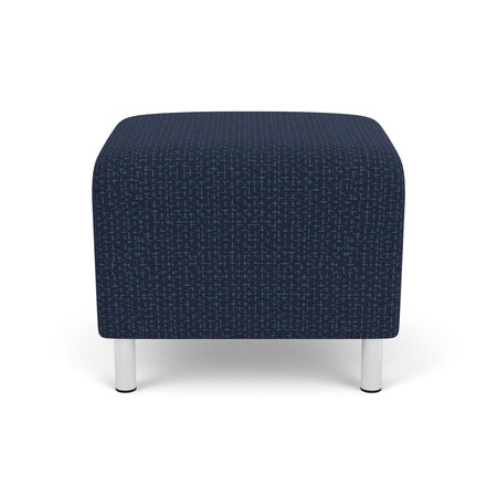 Lesro Siena Lounge Reception 1 Seat Bench, Brushed Steel, RF Blueberry Upholstery SN1001
